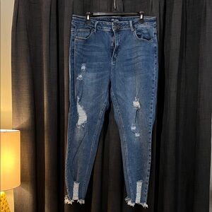 Blue Distressed Women's Jeans